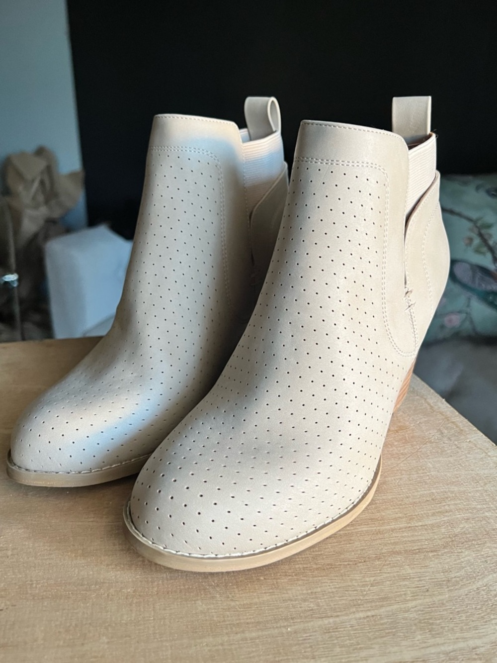 DV by Dolce Vita Beige Chelsea Wedge Booties